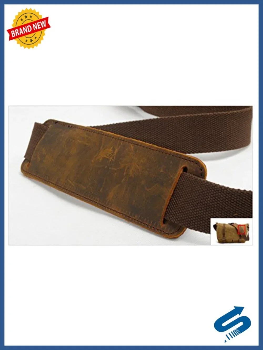 Vintage Genuine Leather Waxed Canvas Laptop Messenger Bag 15.6